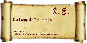 Kolompár Erik névjegykártya
