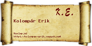 Kolompár Erik névjegykártya